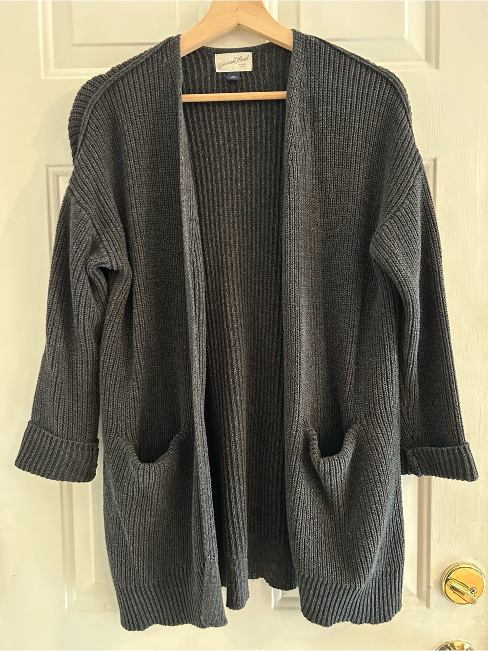 Universal Thread Charcoal Gray Open-Front Ribbed Cardigan
